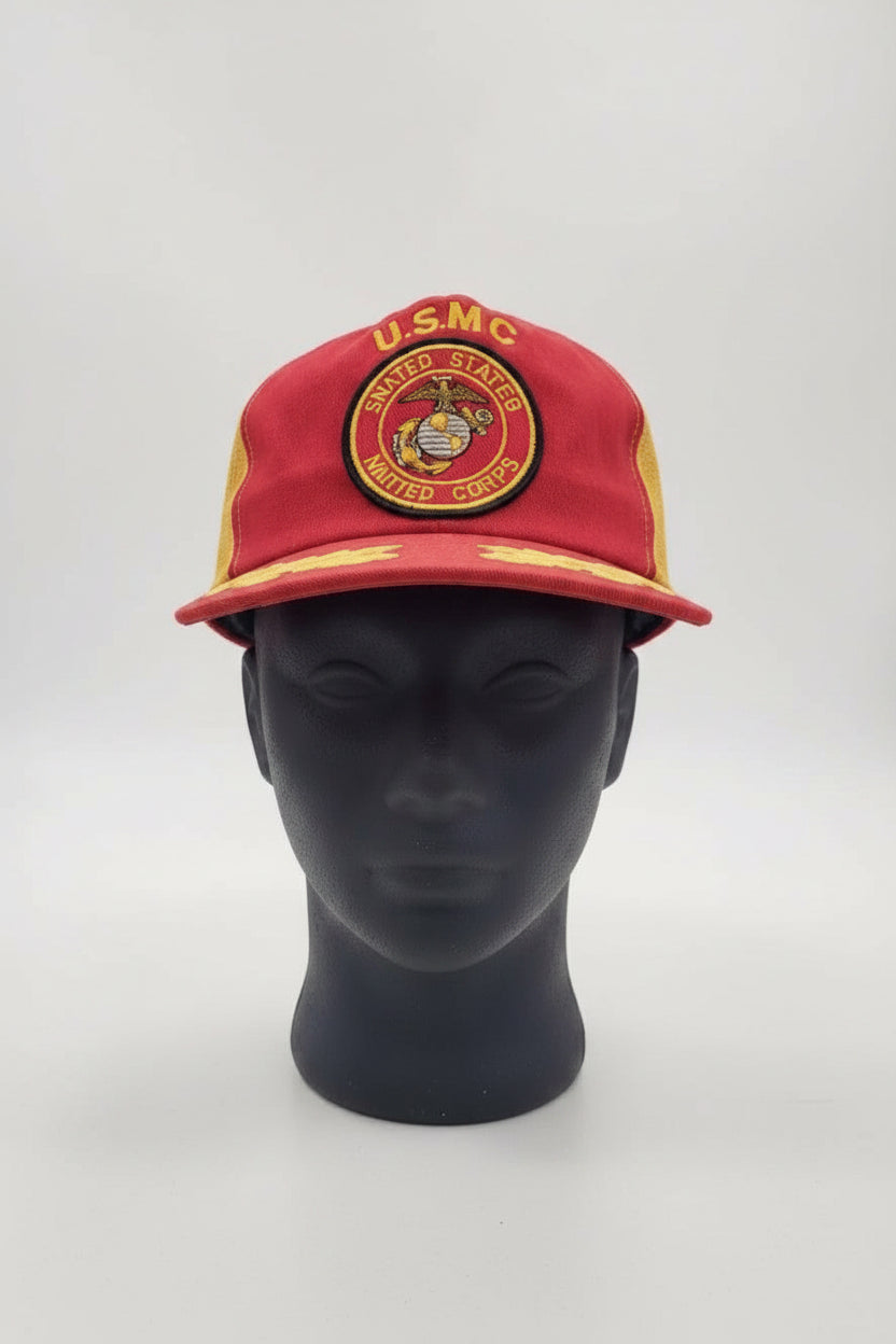 Trucker Cap - Vintage-Style - USMC - Bold red with Yellow/ Gold