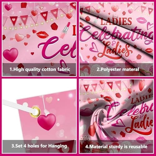 Banner - Galentine's Day - Backdrop-  "Ladies Celebrating Ladies" - 5.9'x3.6'