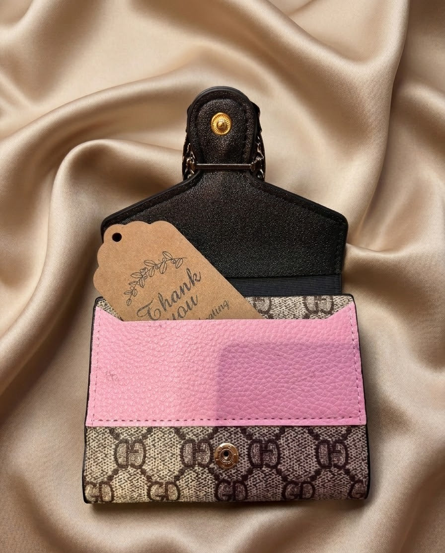 Wallet - Chic GD Monogram with Pink Leather Detail and Tiger Head Buckle