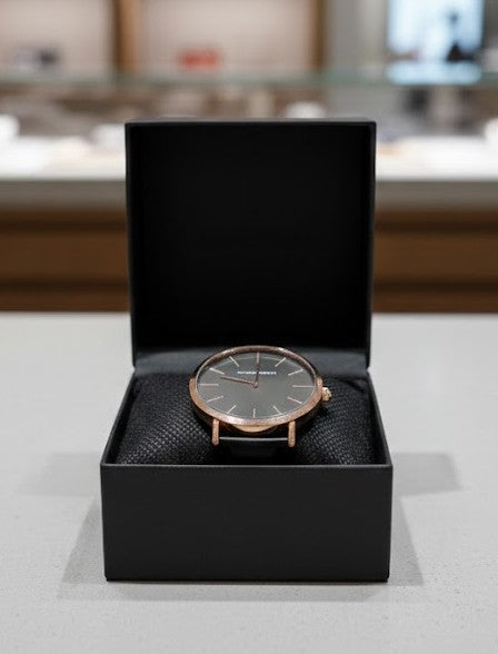 Hannah Martin Watch - Rose Gold with Black Band