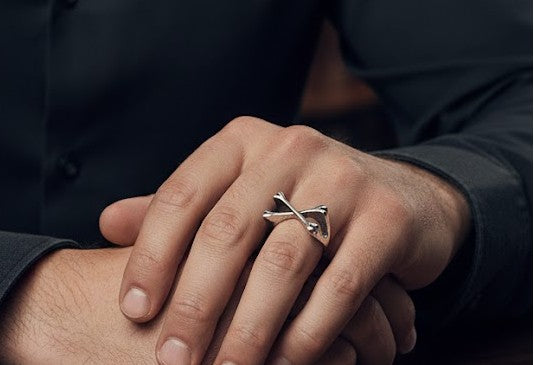 Silver Tone Cross Bones Ring - Size 7.5