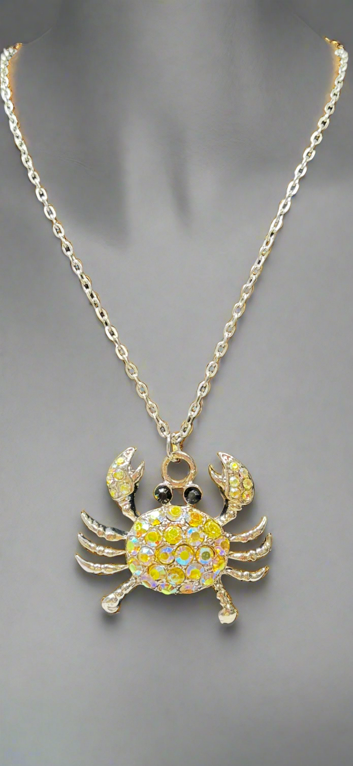 Necklace - Rhinestone Crab