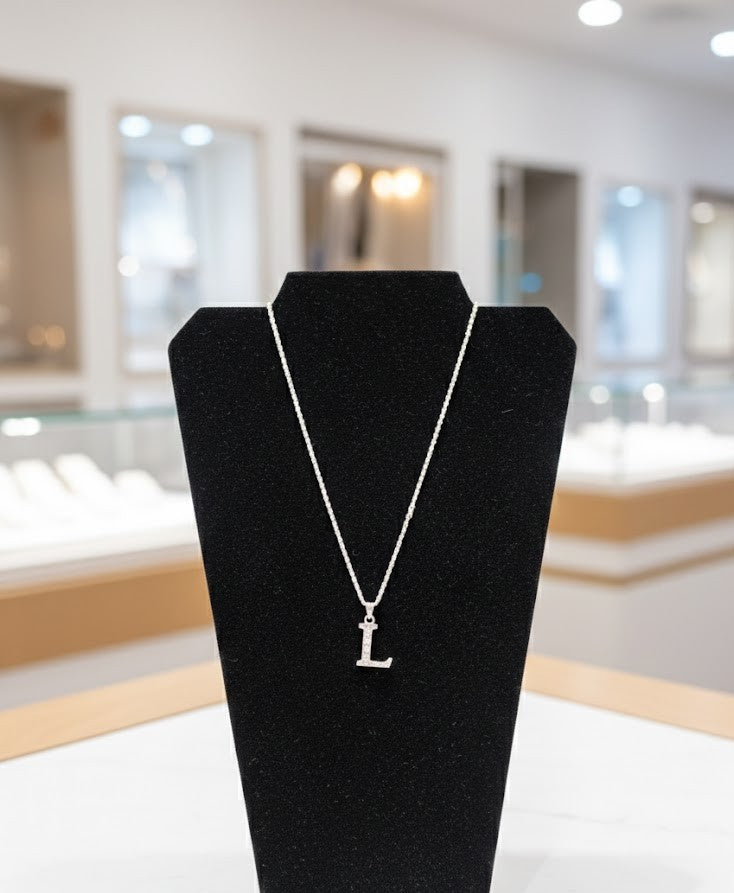 Sterling Silver Necklace Featuring "L" Pendant - 16"