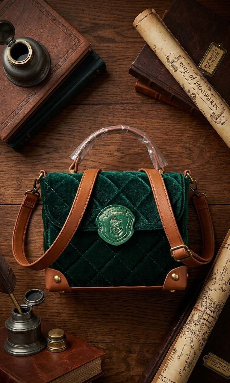 Mini Trunk Bag Quilted Green Velvet Harry Potter Slytherin House Handbag