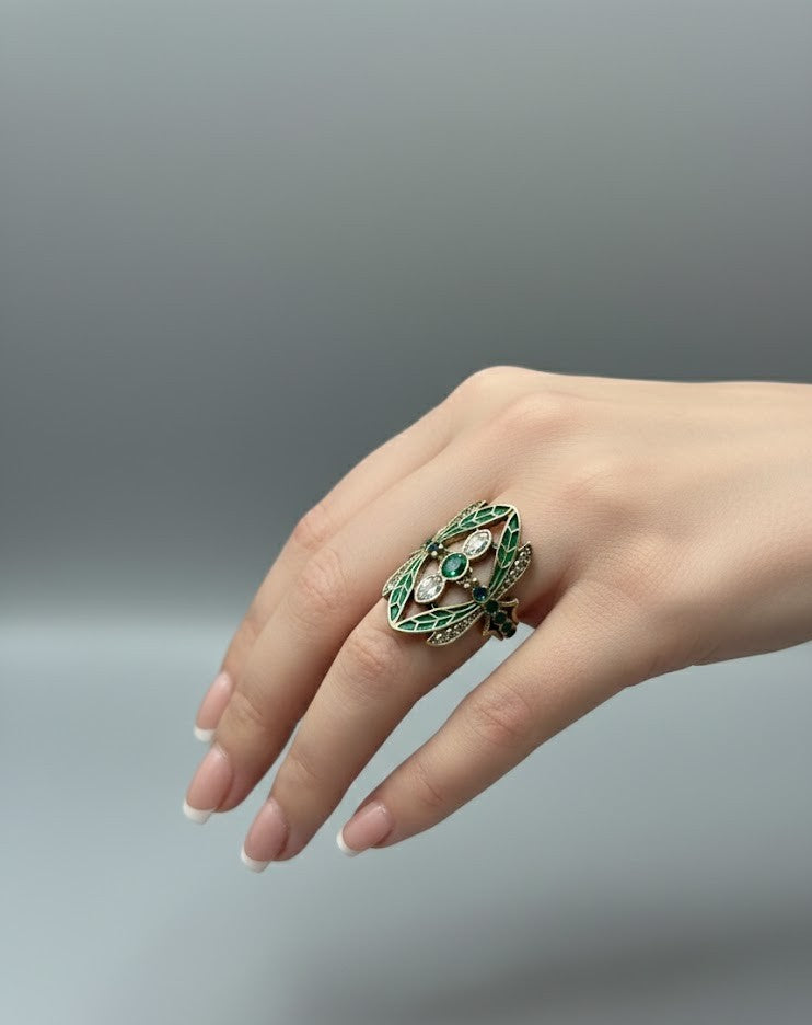 Bohemian Style Dragonfly Ring - Size 9.5