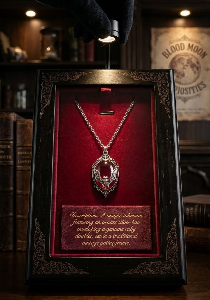 Necklace - Blood Red Bat - Pendant - 22 inches