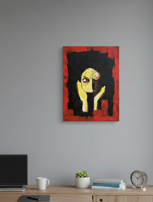 Original Self Portrait - "The Weight of the Wait" - Brain Surgery & Pain Art - 11"x14"