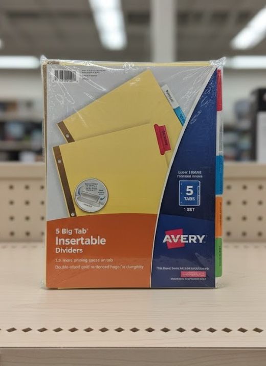 Insertable Dividers - Avery 11109 - 5 Big Tab - Set of 2