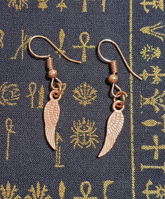 Rose Gold Tone Feather Winged Dangle Earrings