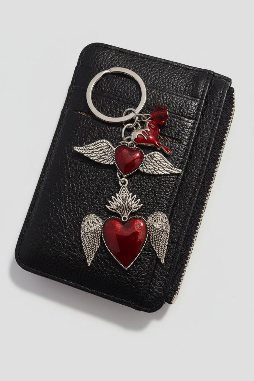 Card Holder - Faux Leather - Goth and Whimsigoth Inspired - Attached Keychain