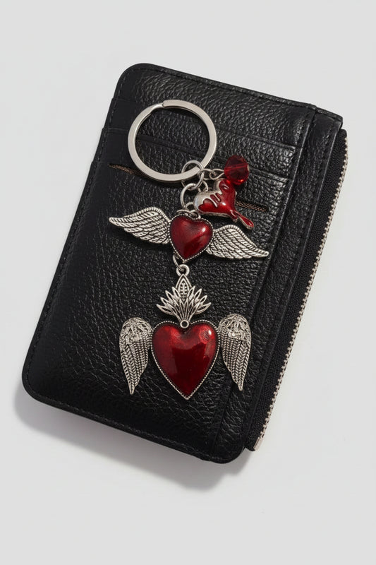 Card Holder - Faux Leather - Goth and Whimsigoth Inspired - Attached Keychain
