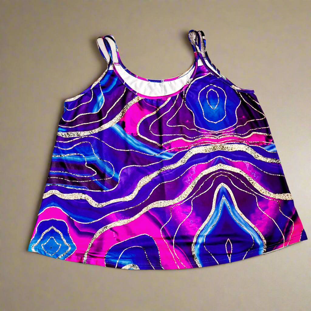Purple and Blue Marble Print - Tank Top - Size US 2X