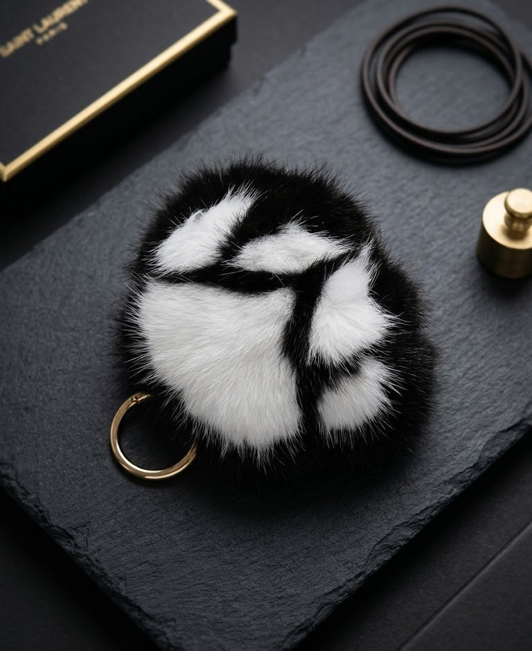 Keychain - Furry Paw Bag Charm in Black & White