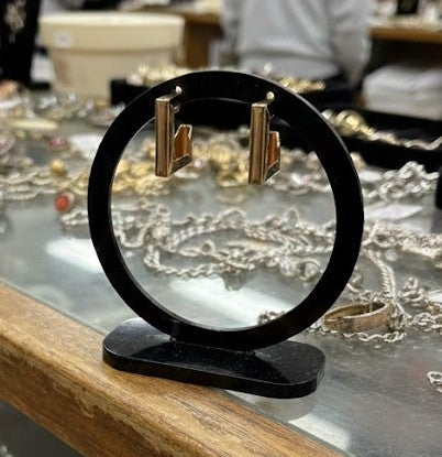 Gold Tone Geometric Square Hoop Earrings