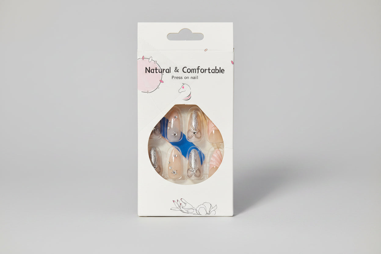Press on Nails - Natural & Comfortable - Coquette Design - Nude