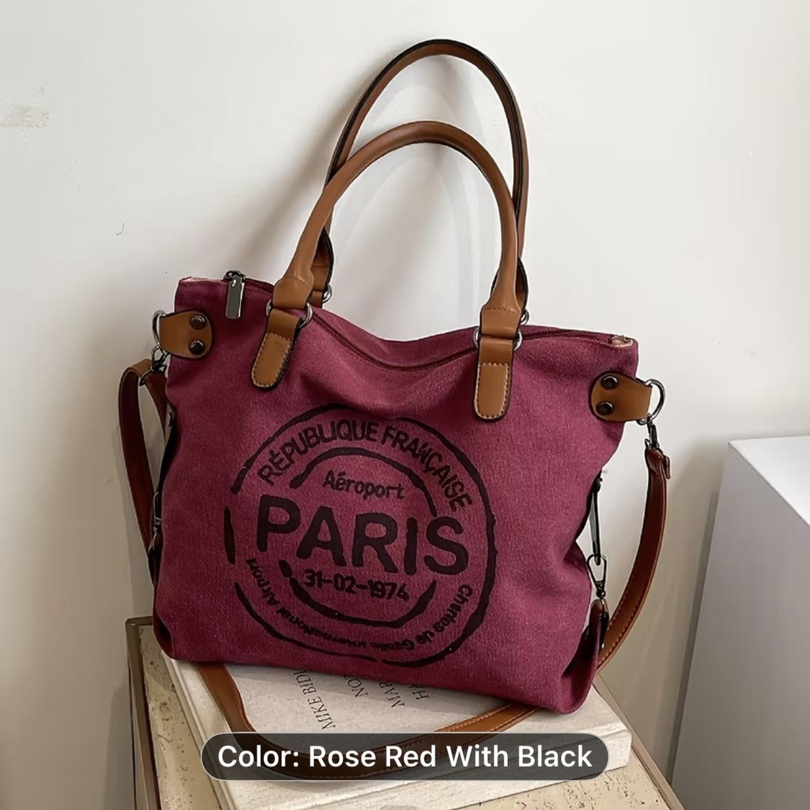 Vintage Style Aeroport Paris Canvas - Handbag/Tote Bag
