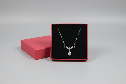 Necklace - Teardrop Cubic Zirconia Pendant