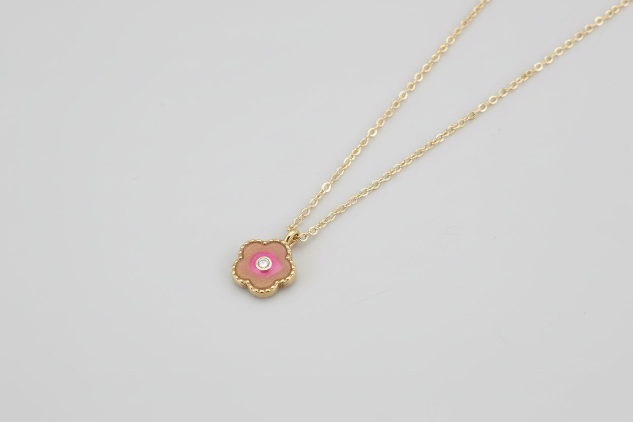 Peach Blossom Flower Shaped Pendant Necklace