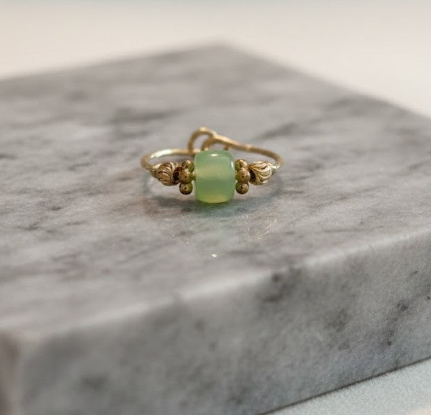 Handmade - Imitation Jade Bead Ring - Size Adjustable