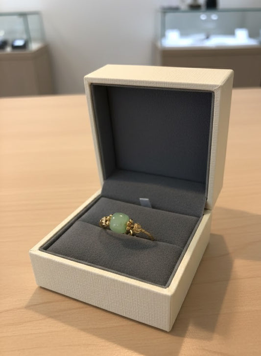 Handmade - Imitation Jade Bead Ring - Size Adjustable