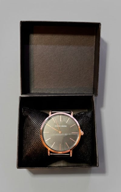 Hannah Martin Watch - Rose Gold with Black Band