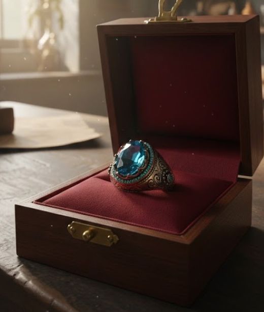 Exquisite Blue Topaz Men's Ring - Size 8.5