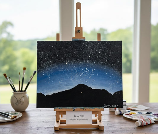Mountain Night Sky - Original Artwork by Betty 2020 - 11"x14"