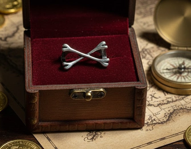 Silver Tone Cross Bones Ring - Size 7.5