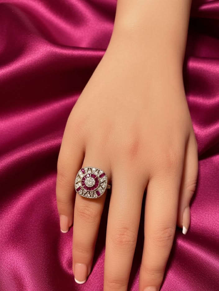 Vintage Style Cocktail Ring - Partridge's Eye - Size 8